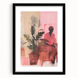 Abstract Electric Art Canvas - Vibrant Pink and Earthy Botanical Design