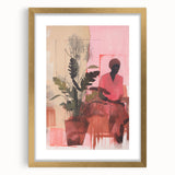 Abstract Electric Art Canvas - Vibrant Pink and Earthy Botanical Design