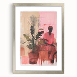 Abstract Electric Art Canvas - Vibrant Pink and Earthy Botanical Design