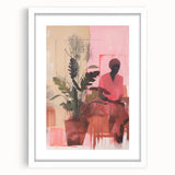 Abstract Electric Art Canvas - Vibrant Pink and Earthy Botanical Design