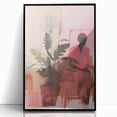 Abstract Electric Art Canvas - Vibrant Pink and Earthy Botanical Design