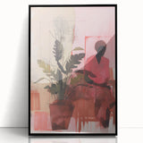 Abstract Electric Art Canvas - Vibrant Pink and Earthy Botanical Design