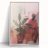 Abstract Electric Art Canvas - Vibrant Pink and Earthy Botanical Design