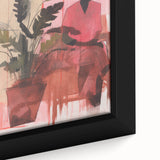 Abstract Electric Art Canvas - Vibrant Pink and Earthy Botanical Design