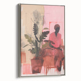 Abstract Electric Art Canvas - Vibrant Pink and Earthy Botanical Design