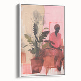 Abstract Electric Art Canvas - Vibrant Pink and Earthy Botanical Design
