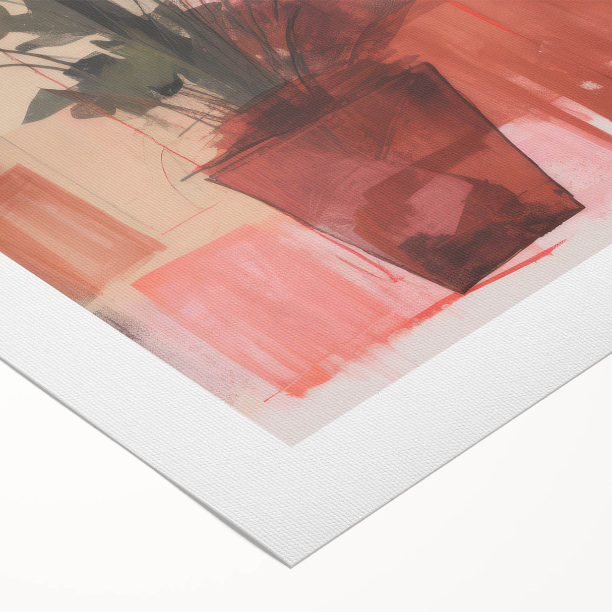 Abstract Electric Art Canvas - Vibrant Pink and Earthy Botanical Design