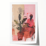 Abstract Electric Art Canvas - Vibrant Pink and Earthy Botanical Design