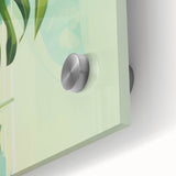 Electric Art Canvas - Fresh Green and Coral Botanical Abstract Design