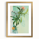 Electric Art Canvas - Fresh Green and Coral Botanical Abstract Design