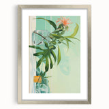 Electric Art Canvas - Fresh Green and Coral Botanical Abstract Design