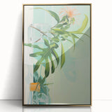 Electric Art Canvas - Fresh Green and Coral Botanical Abstract Design