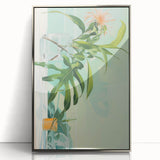 Electric Art Canvas - Fresh Green and Coral Botanical Abstract Design