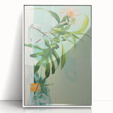 Electric Art Canvas - Fresh Green and Coral Botanical Abstract Design