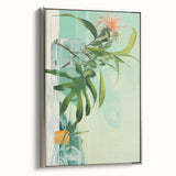 Electric Art Canvas - Fresh Green and Coral Botanical Abstract Design