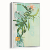 Electric Art Canvas - Fresh Green and Coral Botanical Abstract Design