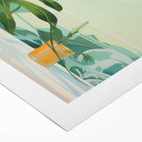 Electric Art Canvas - Fresh Green and Coral Botanical Abstract Design