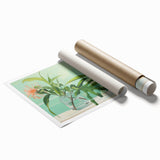 Electric Art Canvas - Fresh Green and Coral Botanical Abstract Design