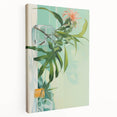 Electric Art Canvas - Fresh Green and Coral Botanical Abstract Design