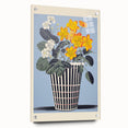 Electric Art Canvas - Bold Yellow and White Floral Arrangement in Blue