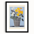 Electric Art Canvas - Bold Yellow and White Floral Arrangement in Blue