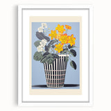 Electric Art Canvas - Bold Yellow and White Floral Arrangement in Blue