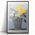 Electric Art Canvas - Bold Yellow and White Floral Arrangement in Blue