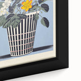 Electric Art Canvas - Bold Yellow and White Floral Arrangement in Blue