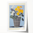 Electric Art Canvas - Bold Yellow and White Floral Arrangement in Blue