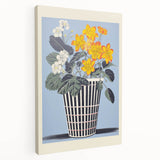 Electric Art Canvas - Bold Yellow and White Floral Arrangement in Blue