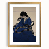 Electric Art Canvas - Mysterious Blue Robe and Serpent Abstract Portrait