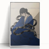 Electric Art Canvas - Mysterious Blue Robe and Serpent Abstract Portrait