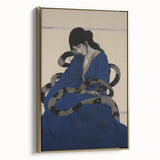Electric Art Canvas - Mysterious Blue Robe and Serpent Abstract Portrait