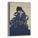 Electric Art Canvas - Mysterious Blue Robe and Serpent Abstract Portrait