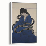 Electric Art Canvas - Mysterious Blue Robe and Serpent Abstract Portrait