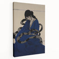 Electric Art Canvas - Mysterious Blue Robe and Serpent Abstract Portrait