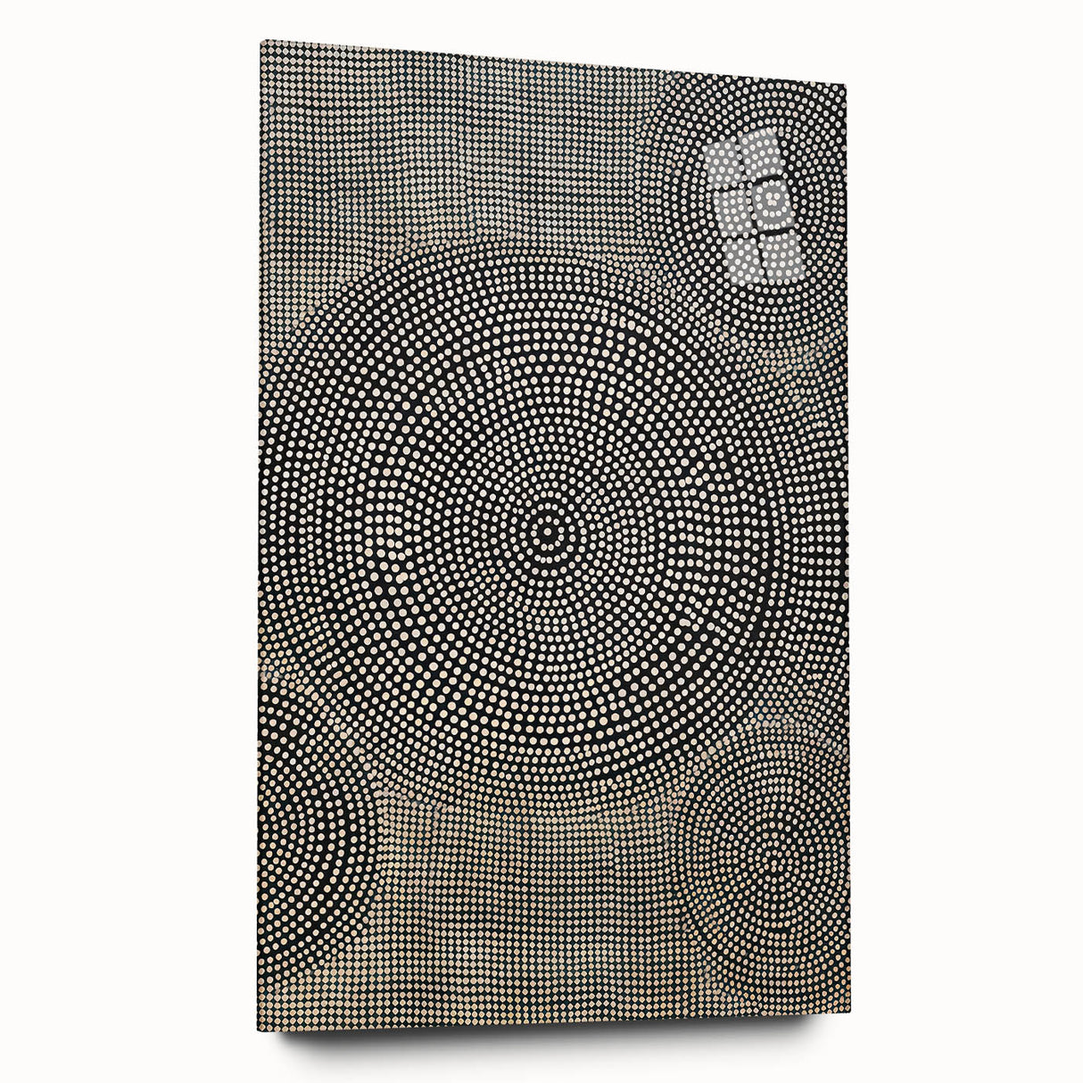 Abstract Electric Wall Art - Concentric Circular Dotted Pattern in Beige