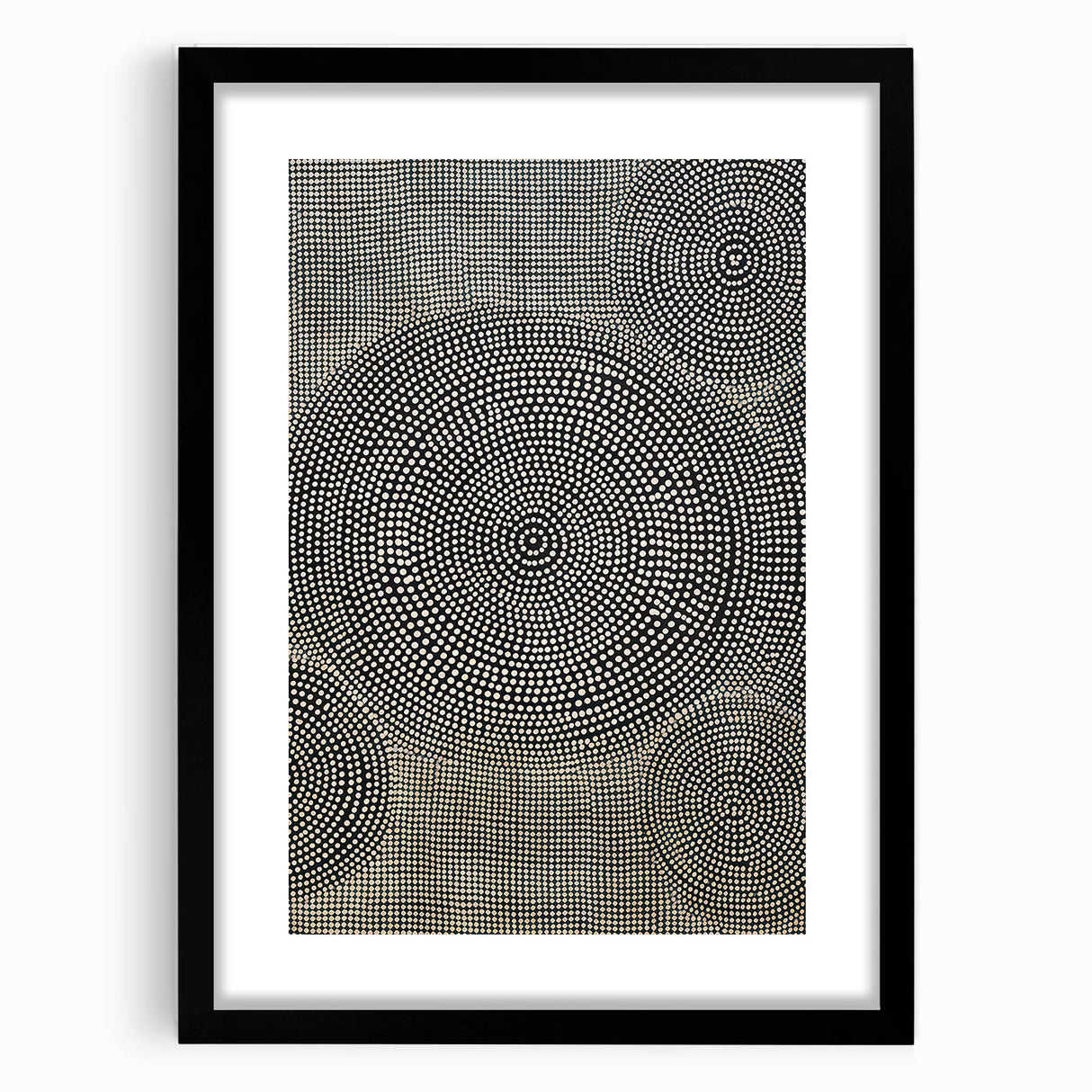Abstract Electric Wall Art - Concentric Circular Dotted Pattern in Beige