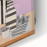 Modern Electric Art Canvas - Lilac Floral Arrangement with Bold Stripes