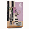 Modern Electric Art Canvas - Lilac Floral Arrangement with Bold Stripes