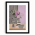 Modern Electric Art Canvas - Lilac Floral Arrangement with Bold Stripes