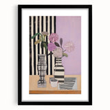 Modern Electric Art Canvas - Lilac Floral Arrangement with Bold Stripes