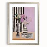 Modern Electric Art Canvas - Lilac Floral Arrangement with Bold Stripes
