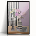 Modern Electric Art Canvas - Lilac Floral Arrangement with Bold Stripes