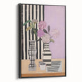 Modern Electric Art Canvas - Lilac Floral Arrangement with Bold Stripes