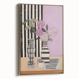 Modern Electric Art Canvas - Lilac Floral Arrangement with Bold Stripes