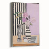Modern Electric Art Canvas - Lilac Floral Arrangement with Bold Stripes
