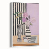 Modern Electric Art Canvas - Lilac Floral Arrangement with Bold Stripes