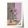 Modern Electric Art Canvas - Lilac Floral Arrangement with Bold Stripes