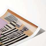 Modern Electric Art Canvas - Lilac Floral Arrangement with Bold Stripes